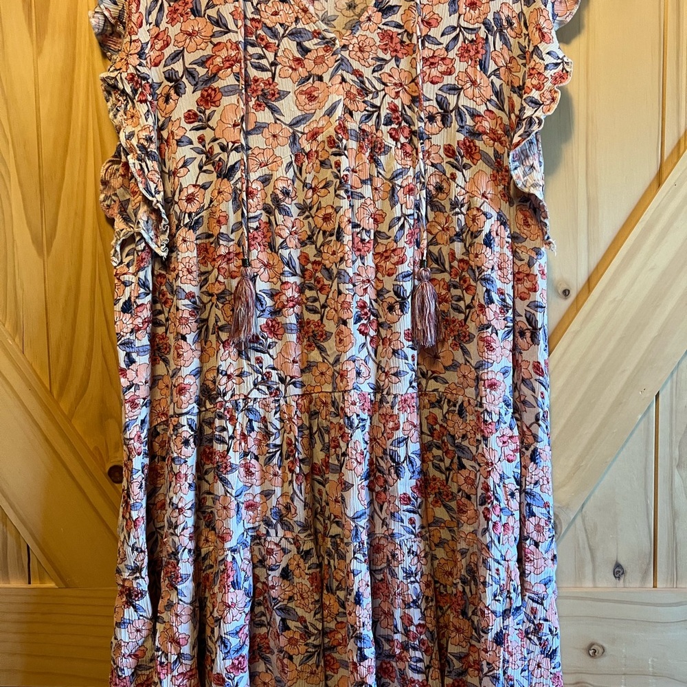 Knox Rose Floral V-Neck Dress with Ruffle Sleeves Boho Cottage Core